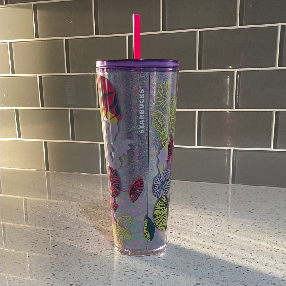 Starbucks Purple and Pink Floral Tumbler